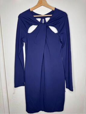 Halston Heritage midnight blue long-sleeve mini dress - Size 14